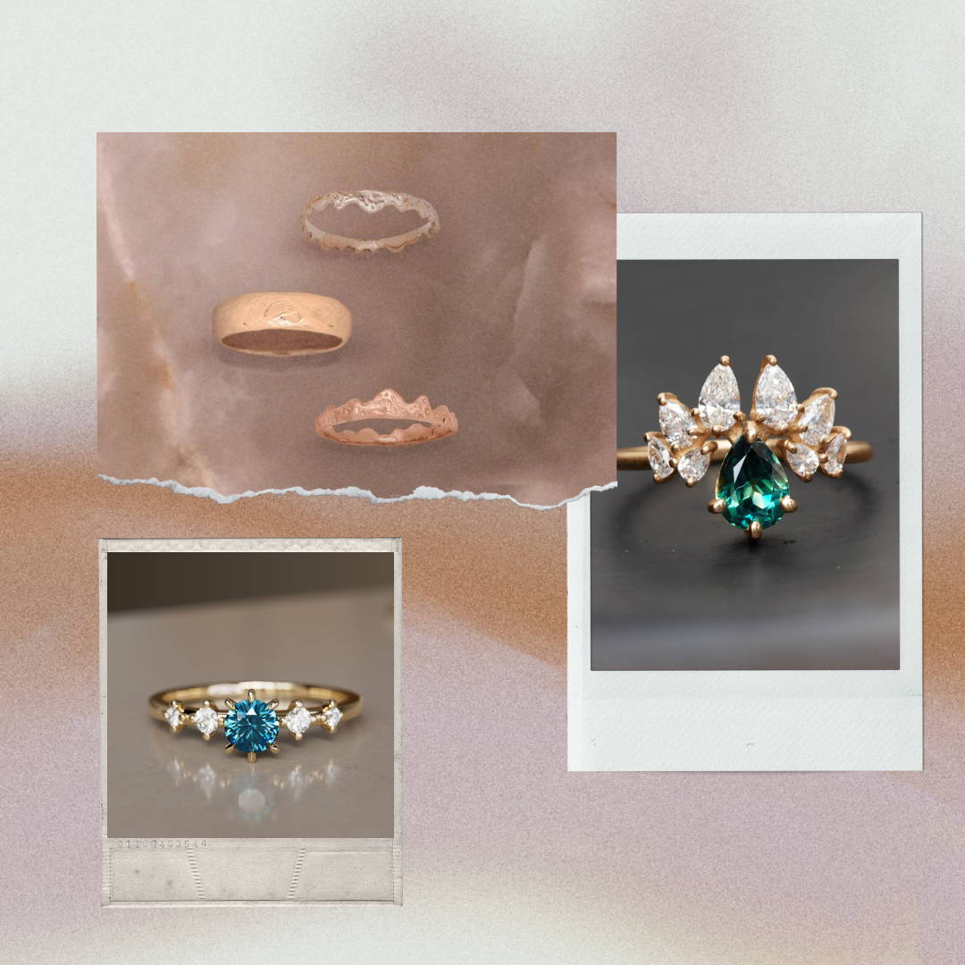 Cushion Cut Teal Sapphire and Diamond Engagement Ring 