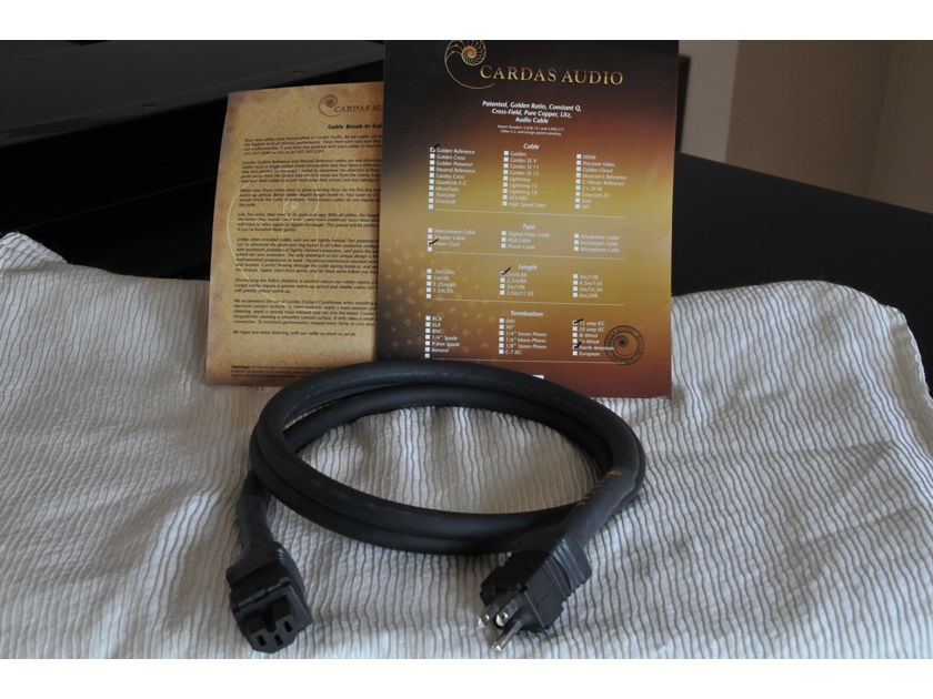 Cardas Audio Golden Reference Power Cord - 2.0M, 15A w/Certificate in Excellent Cond.