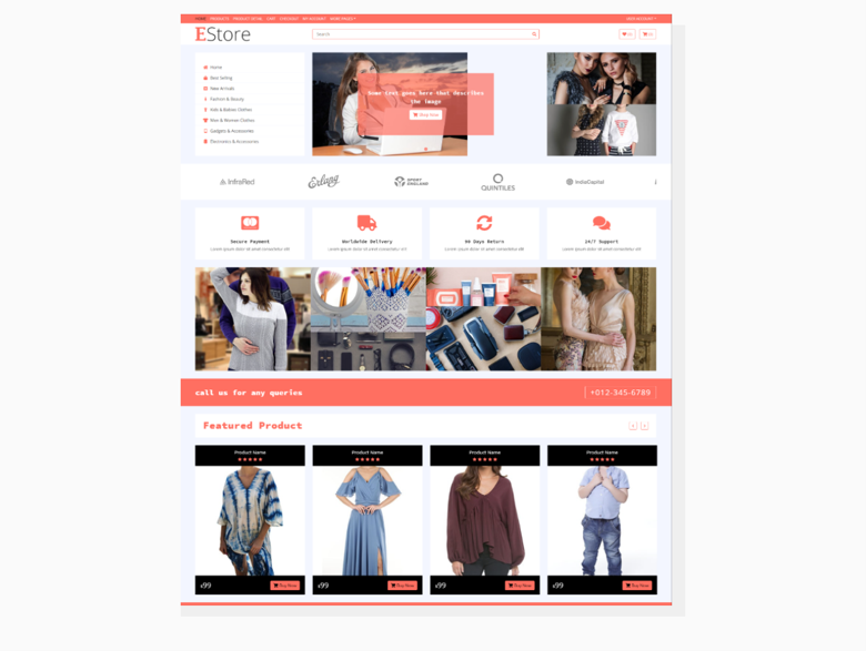 Our test website. E Store – eCommerce HTML Template” template by HTML Codex