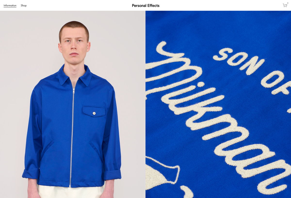 Screenshot of Personal Effects, from the squarespace websites  collection.