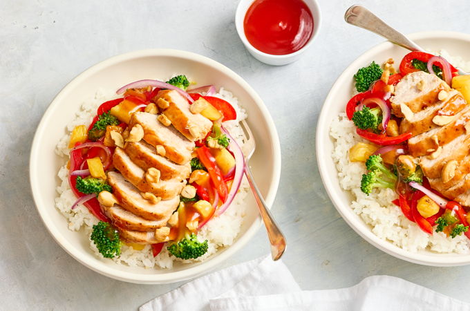 Sauté de légumes et de poulet aigre-doux