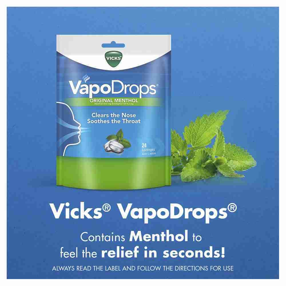 Vicks Vapodrops Original Menthol Lozenges 24 Pack - Image 4