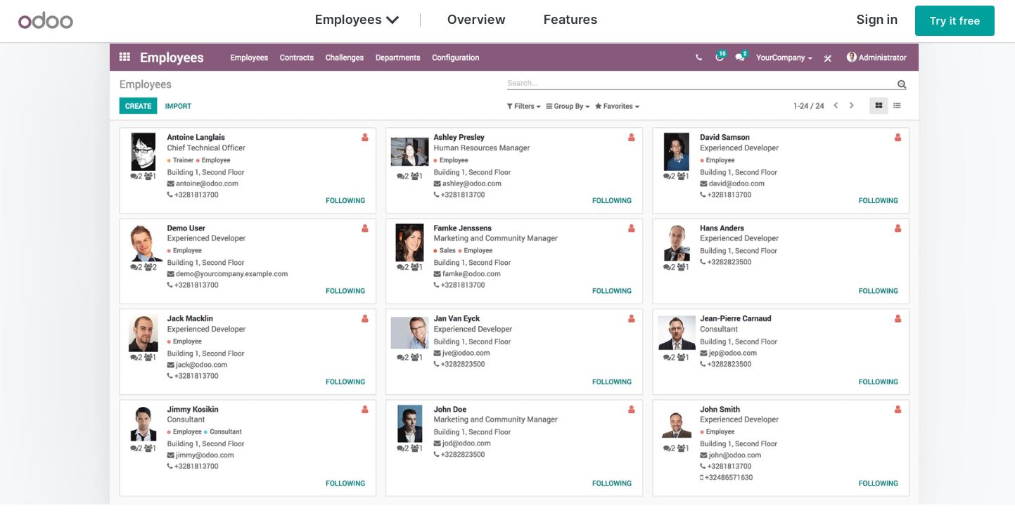 odoo product / service