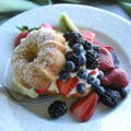 dessert for breakfast? sponge cake, assorted fresh fruits, cream
