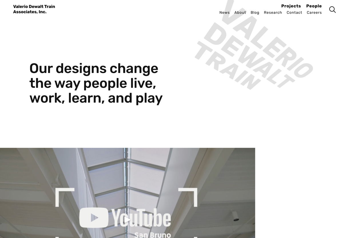 Screenshot of Valerio Dewalt Train Associates , from the architecture portfolios collection.