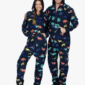 Footed Pajamas - Adult Fleece Hoodie Onesie | One-Piece Pajama Jumpsuits for Men and Women Pjs | Unisex