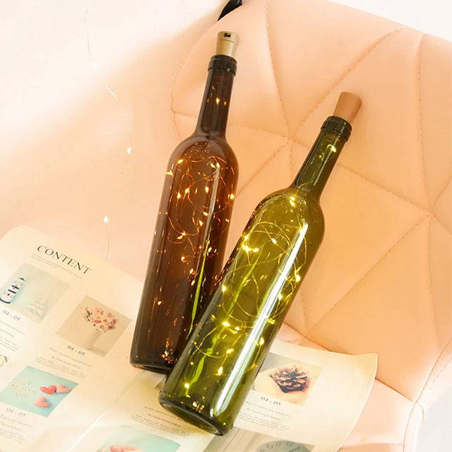 Wine bottle fairy lights - Wine bottle string lights for home, bedroom decoration. Christmas wine bottle fairy lights.