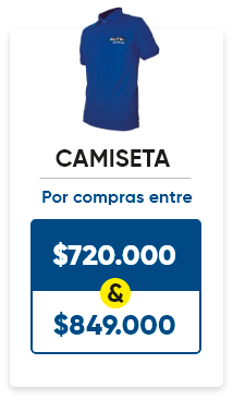 Llévate una camiseta por compras entre 720.000 y 849.000