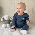 personalised baby clothes, blue baby grow with initials, perfect as a new baby gift