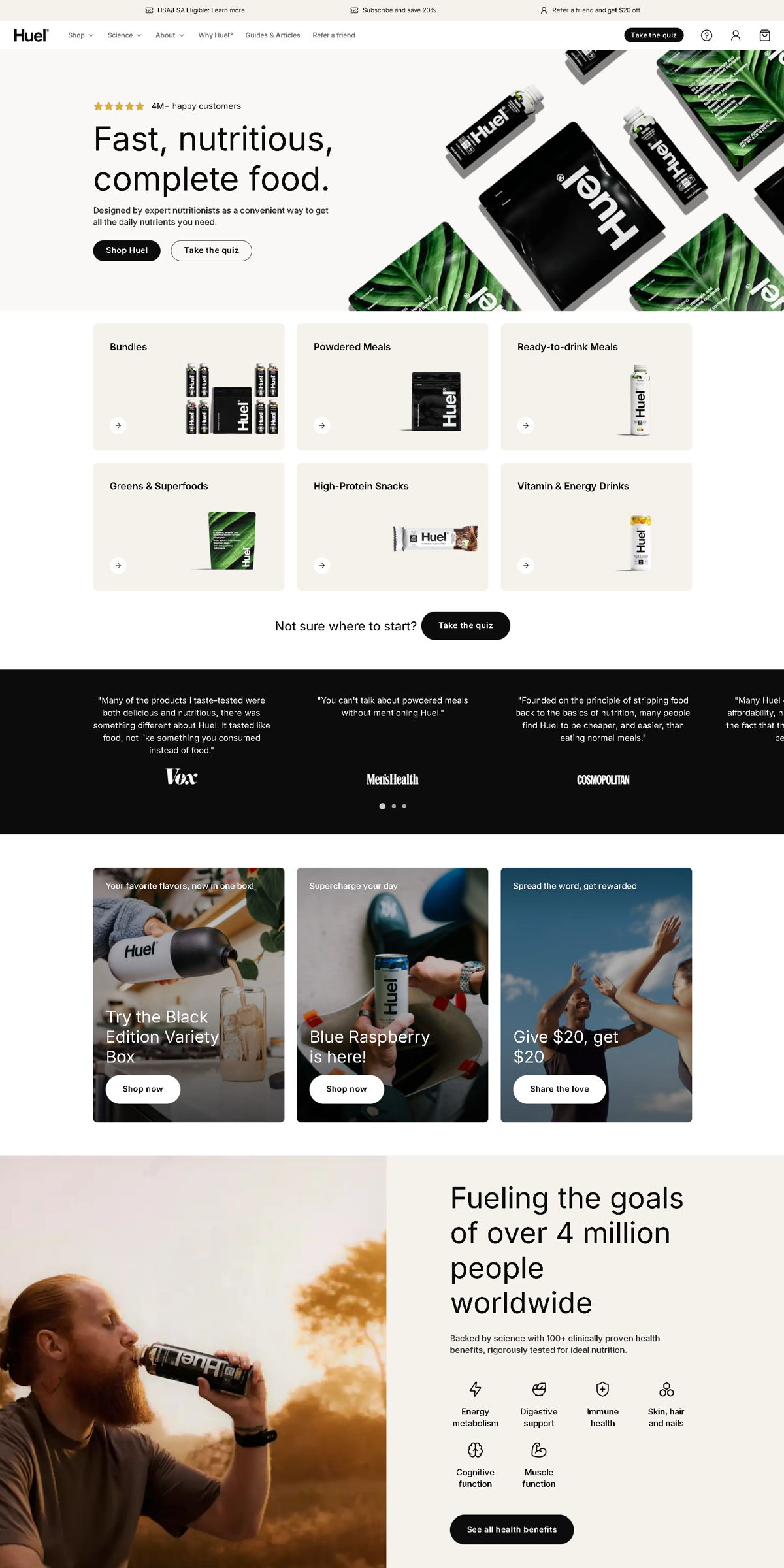 Screenshot of Huel, from the homepage examples collection.