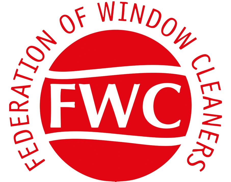 Red and white logo with the letters FWC in bold at the center. Surrounding the letters, the text reads Federation of Window Cleaners in a circular layout.