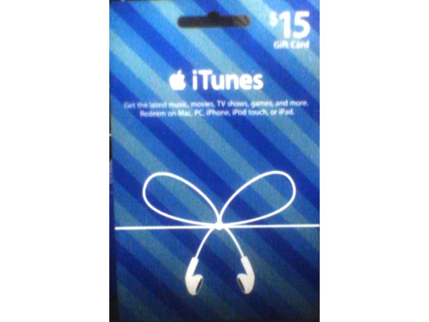 FIFTEEN DOLLARS - $15.00 itunes gift card unused,unscratched..FREE ship