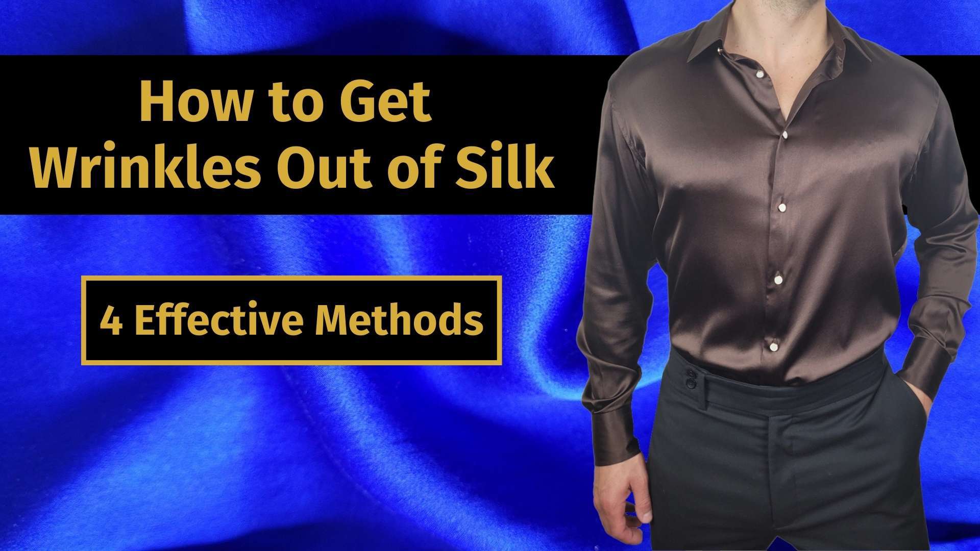 how to get wrinkles out of silk banner image with a picture of a man wearing a brown long sleeve silk shirt