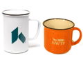 Stainless Camping Mug with Speckled Enamel Finish and Orange Speckled Coffee Mug with NWTF Logo