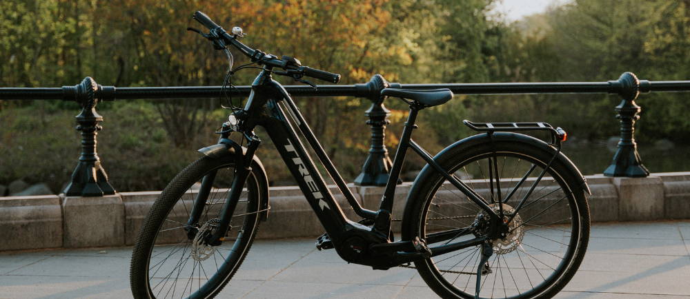 a black Trek Allant on a bike path