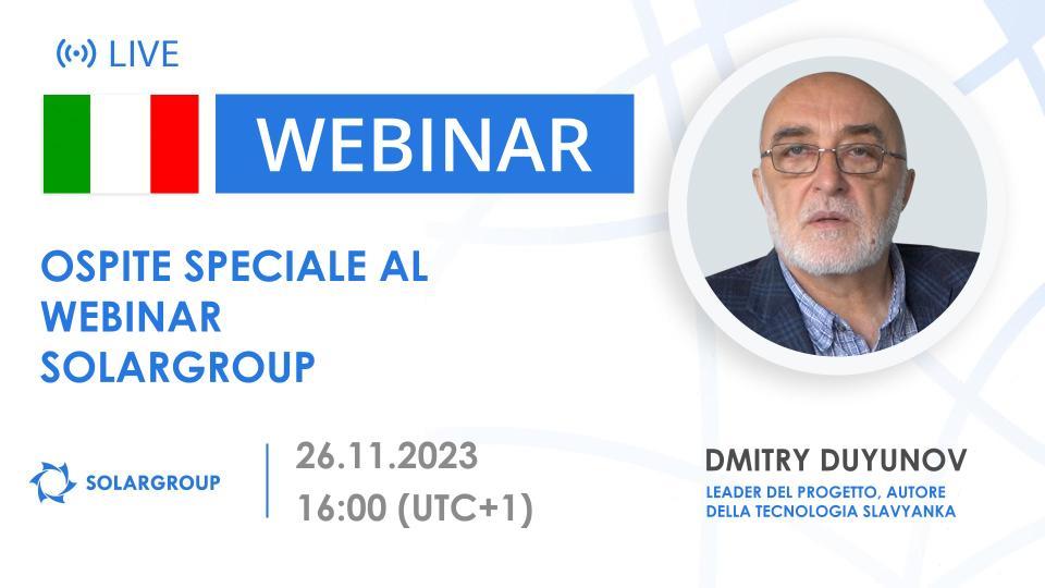 Italy. Dmitry Duyunov al webinar SOLARGROUP