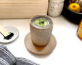 Black sesame matcha latte