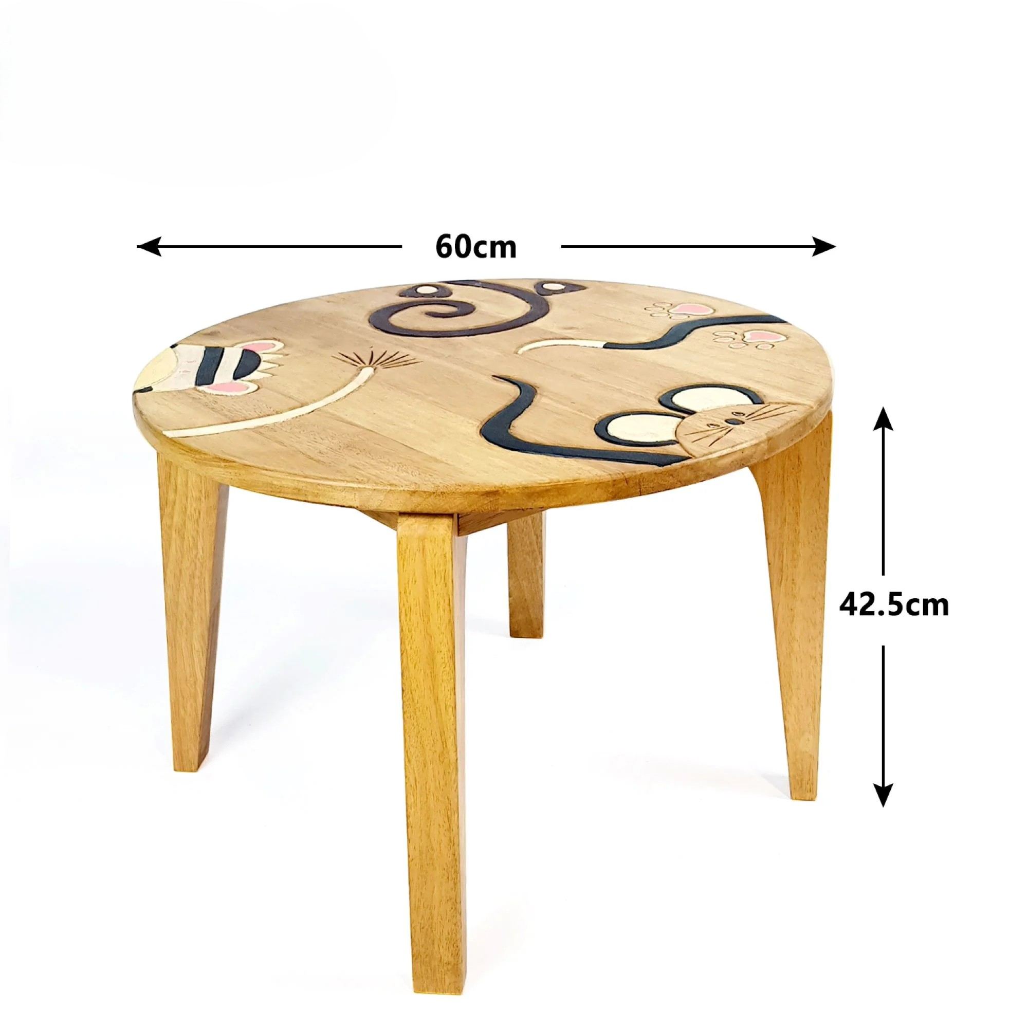 Hand Carved Children's Table Wooden Animals Theme - Image 4