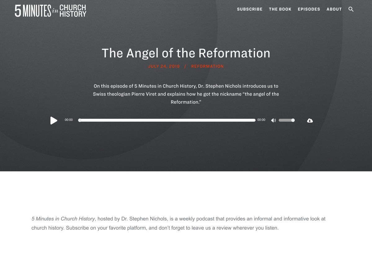 Screenshot of 5 Minutes in Church History, from the podcast websites collection.