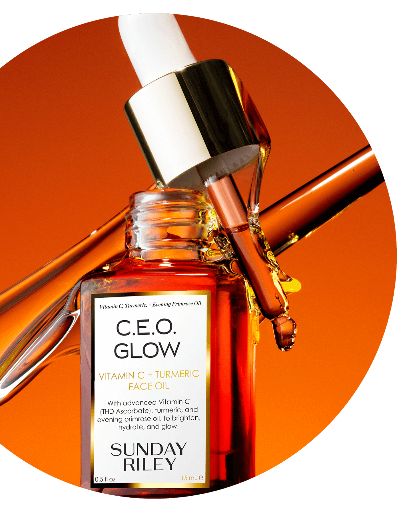 c.e.o. glow vitamin c + turmeric face oil bottle with dropper