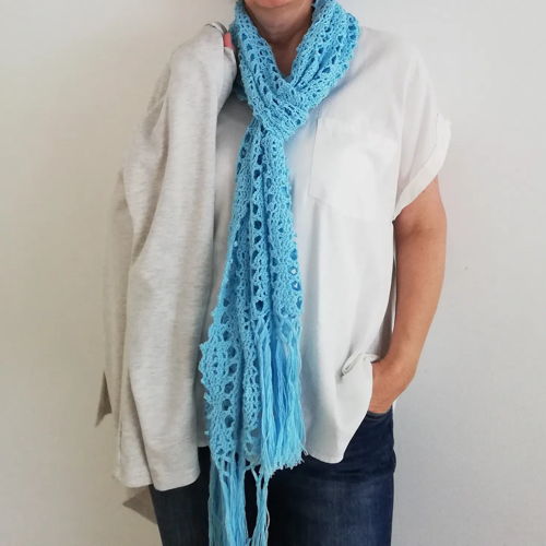"Wild Blue Yonder" crochet scarf