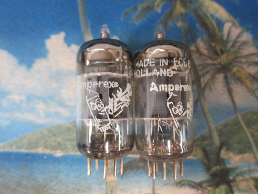 Pr Amperex Vintage 12au7/Ecc82 Preamp Driver Tubes, 1960s Ex Sound, Test Strong, Musical, Holland