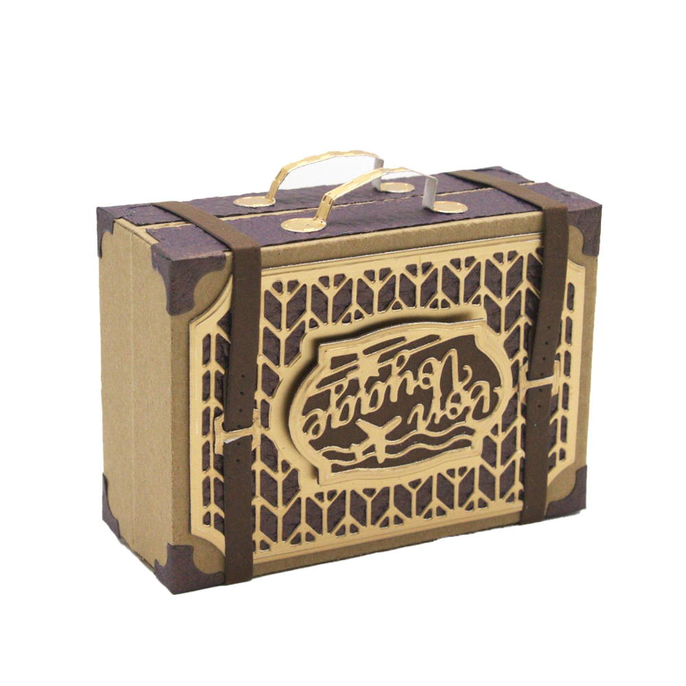 golden vintage suitcase paper craft make