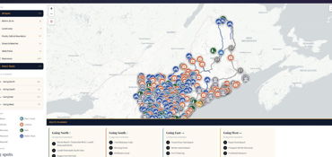 Interactive Scenic Map of New England Motorcycle Routes near Chelmsford, MA