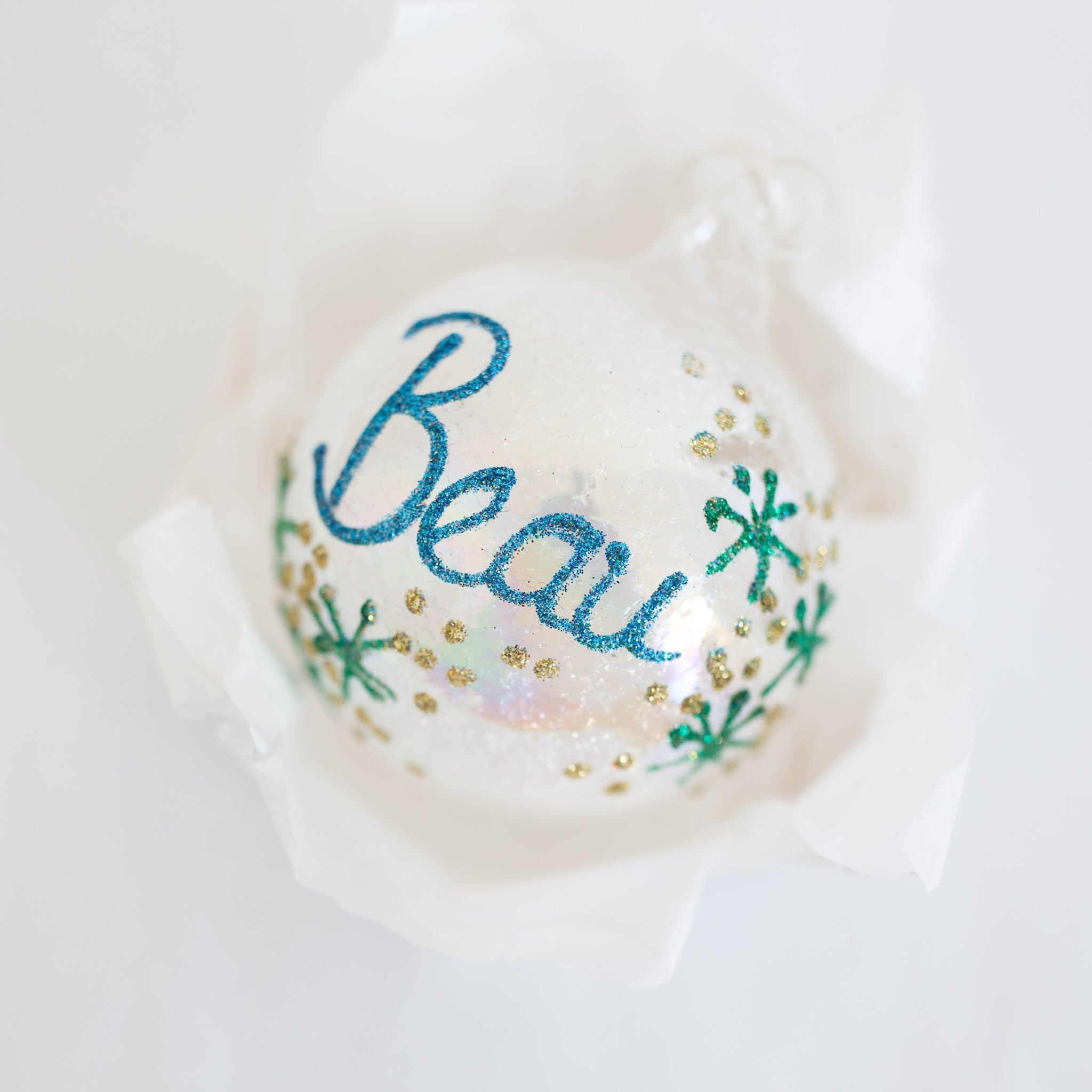 Glass Frosted Rainbow Bauble 100mm - Image 2