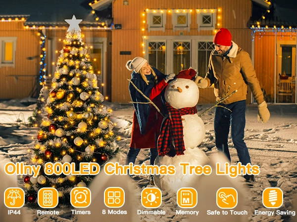 Features of Ollny's 800 leds green cable warm white string lights
