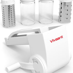 Restaurant-Grade Italian Cuisine Rotary Cheese Grater with Handle - Perfect Heavy-Duty Parmesan Cheese Grater - Effortlessly Shred and Shave Cheese with 2 Easy to clean Stainless Steel Drum Blades
