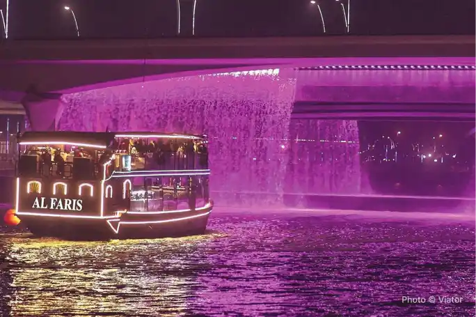 Dubai Water Canal Boatride & La Perle Acrobatic Show w/ Dinner