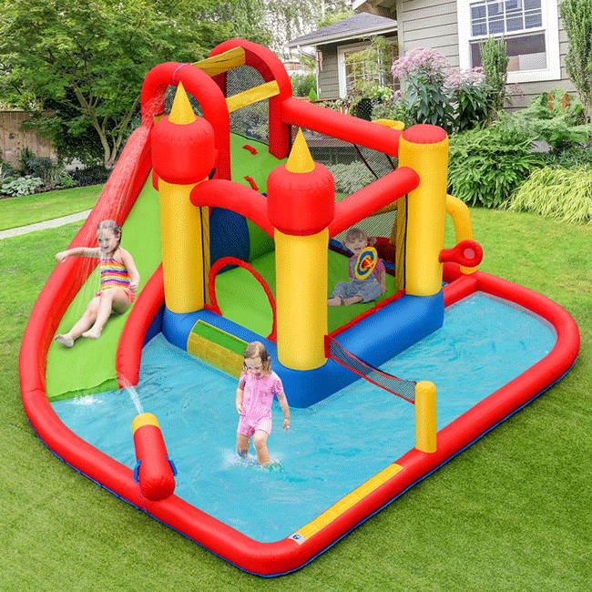 Large Kids Inflatable Outdoor Blow Up Swimming Pool With Water Slide