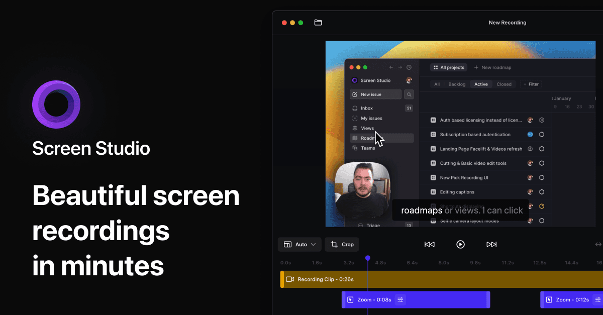 Screen Studio is our final listing in the overall best screen recorders, with a focus on Mac screen recording.