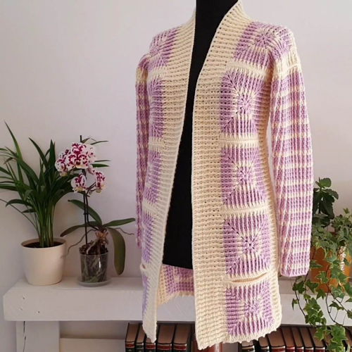 Crochet cardigan with granny squares