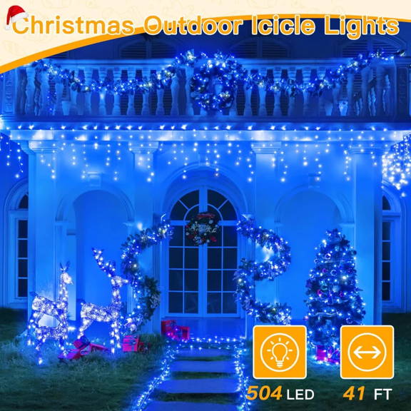 Ollny's 486 leds warm white icicle lights can be connect up 3 sets