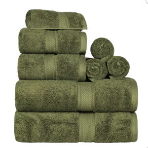 Luxury Cotton Heavyweight Ultra-Plush 8 Piece Towel Set by Blue Nile Mills