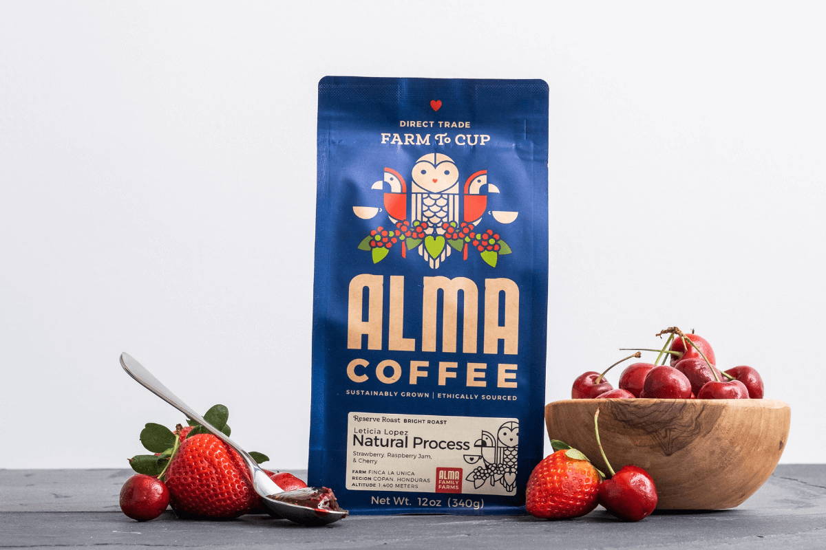 A bag of naturally processed coffee