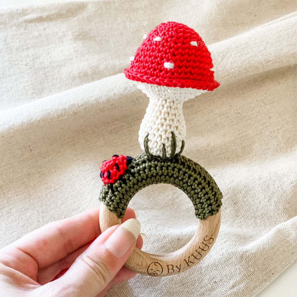 Crochet pattern mushroom rattle by By KUUS