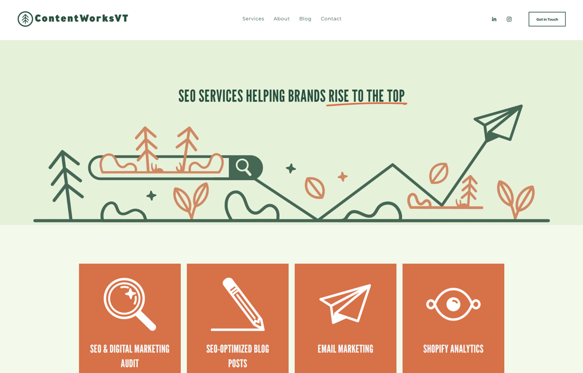Screenshot of ContentWorksVT, from the content marketing portfolios collection.