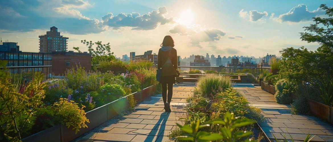 Hopeful therapist pondering the future of speech therapy against a city backdrop.
