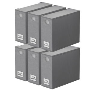 SpaceAid 6 Pack Bed Sheet Organizers and Storage, Foldable Sheet Organizer for Linen Closet, Sheets Set Folder Keeper with Window XL (Queen & King Size) Bedding Container (Gray, 6 Pack)