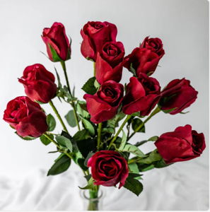 Red Real Touch Open Bud Rose - Realistic Artificial Flowers