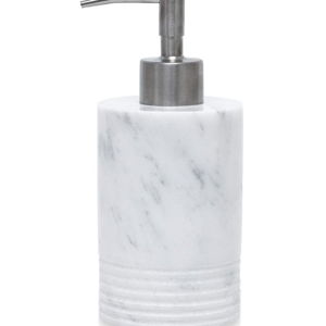 Marble Soap Dispenser with Stainless Steel Pump for Bathroom Kitchen Countertop - Lotion & Liquid Dispenser Soap Bottle White