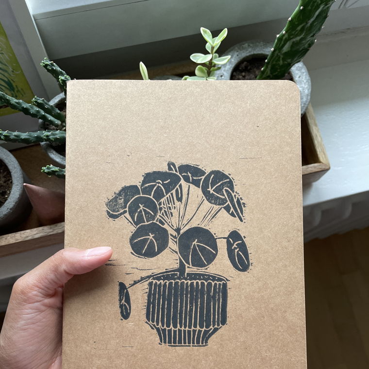 Diary with linocut print 