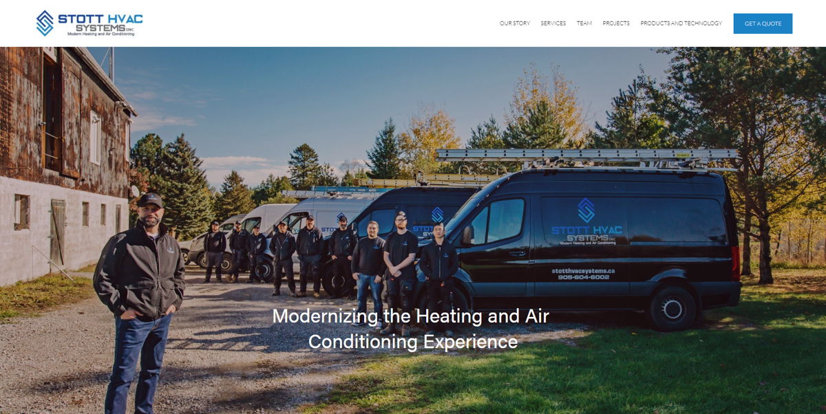 Screenshot of Stott HVAC, from the hvac websites collection.