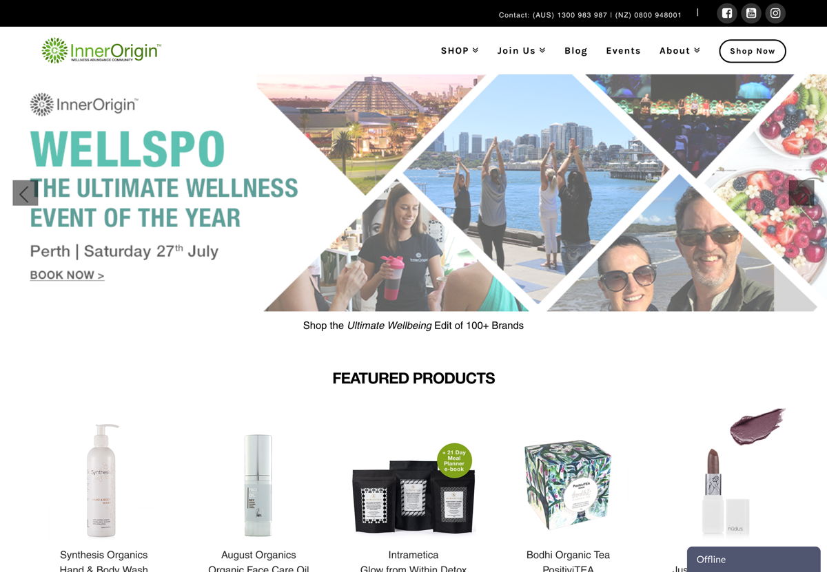 Screenshot of Inner Origin, from the beauty websites collection.