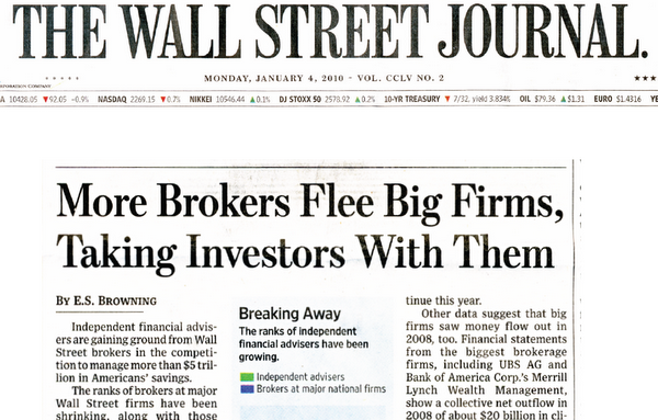 Coverage of RIAs starts off the 2010s with a bang by landing on page 1A of the Wall Street Journal