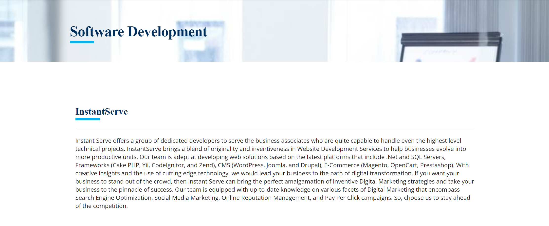 InstantServe product / service