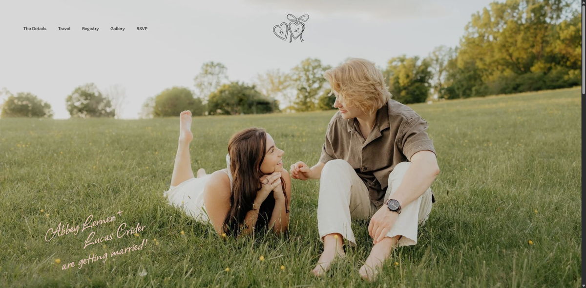 Screenshot of Abbey & Lucas, from the wedding websites collection.